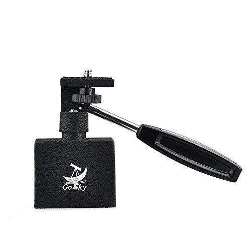 Gosky adjustable vehicle car window mount for binoculars, shown attached to car window with binoculars mounted for spotting activities.