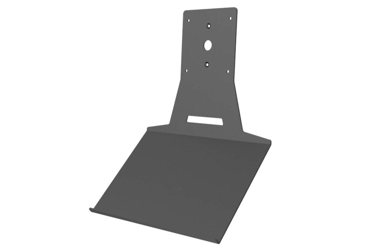 Compulocks UKBTRAYB universal tablet enclosure kiosk with black wall-mounted keyboard tray and secure tablet holder.