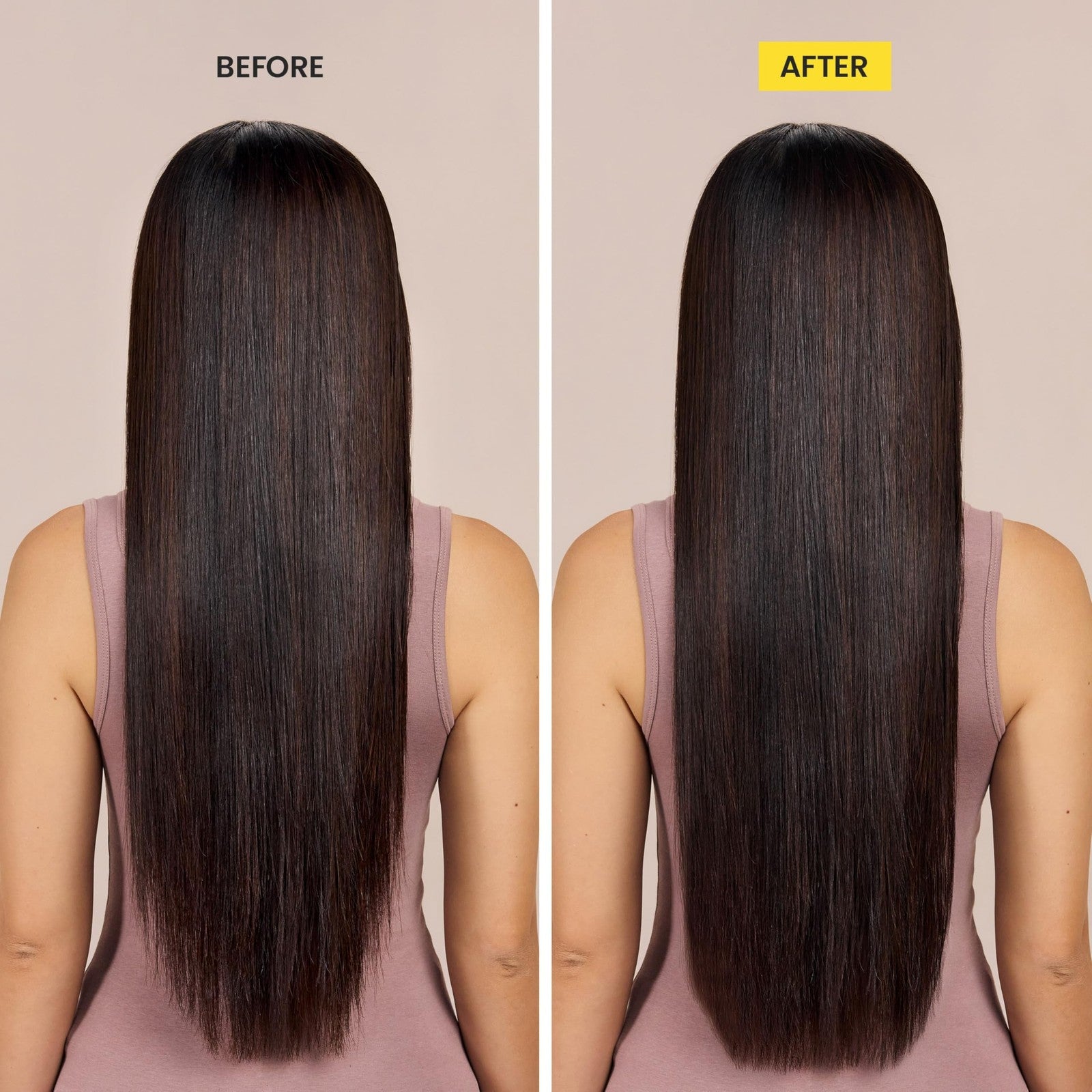 Drybar Liquid Glass High-Gloss Finishing Serum applied to smooth, shiny hair after blowout, reducing frizz for a sleek look