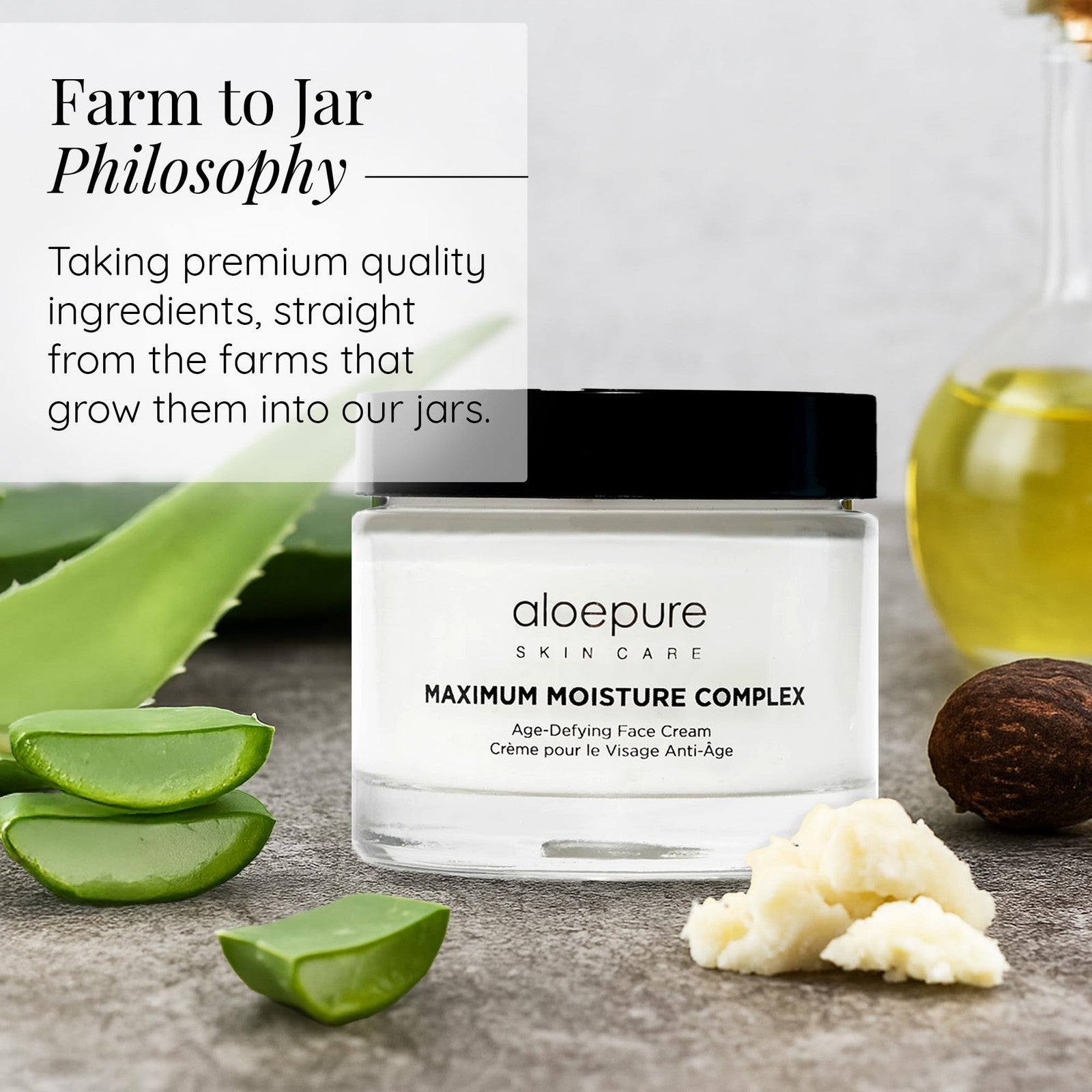 Aloette Maximum Moisture anti-aging face cream jar with a silver lid, showcasing the nourishing skincare product for youthful skin.