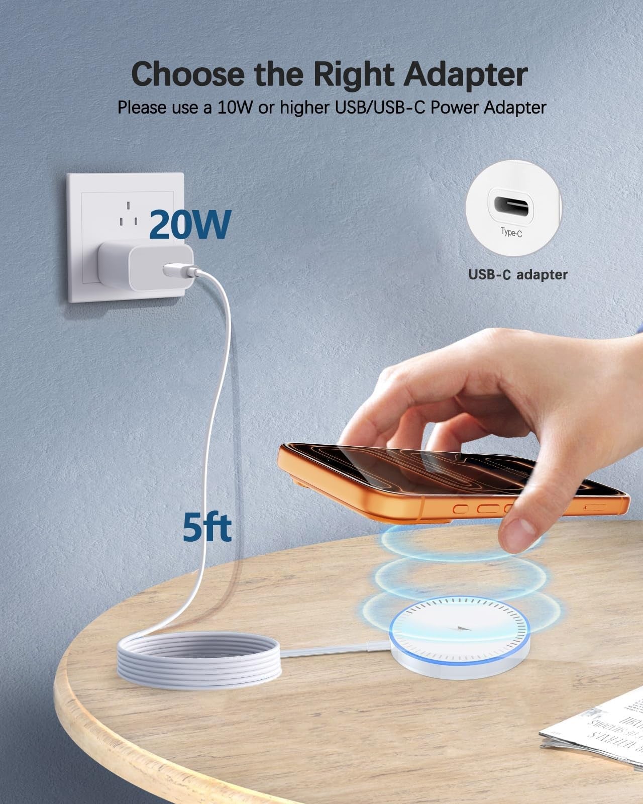 Winsway 2-pack magnetic wireless chargers with 15W fast charging pads and 20W PD plug, shown with charging cables and sleek design