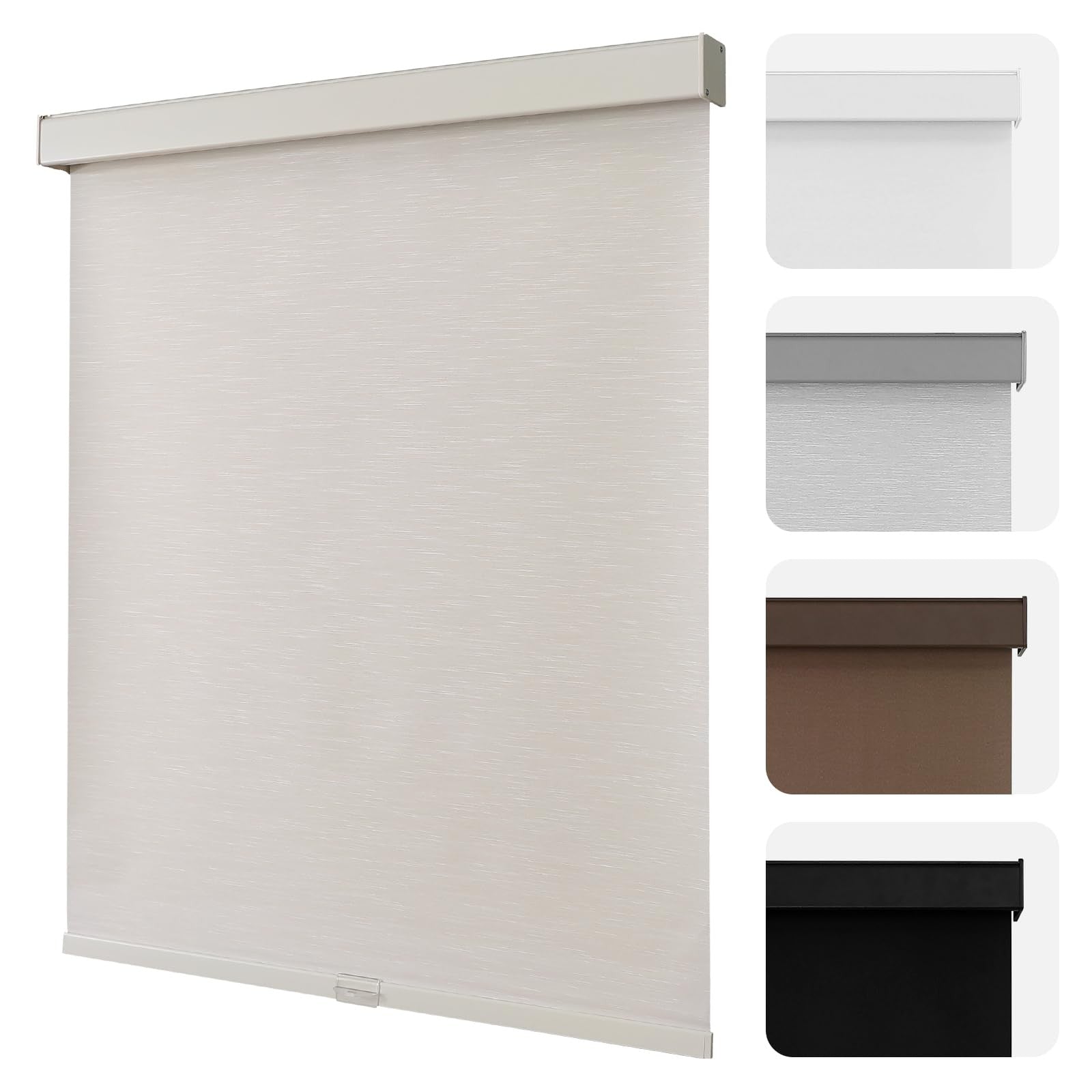 Joydeco blackout roller shades with a cordless design, featuring a free-stop mechanism, mounted on a window for light control.