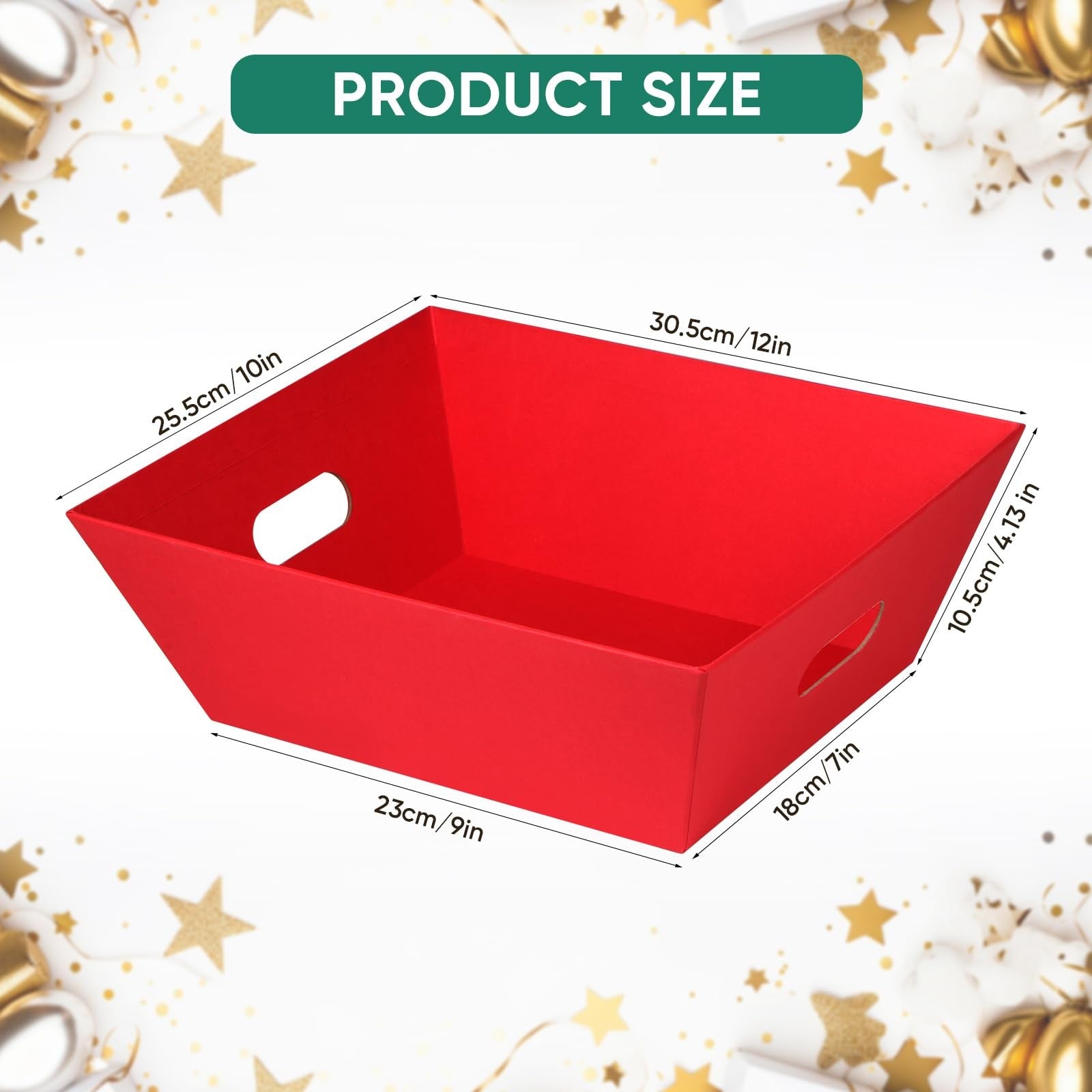 Six red gift baskets by AFOROEOA, 10x12 inches, with thick material and six matching bows, perfect for gift packaging.