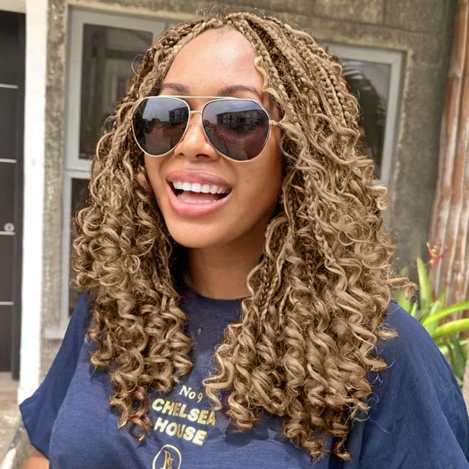 Fulcrum Goddess Box Braids Crochet Hair in 10-inch length, displayed in 9 packs with boho-inspired box braid crochet hair.