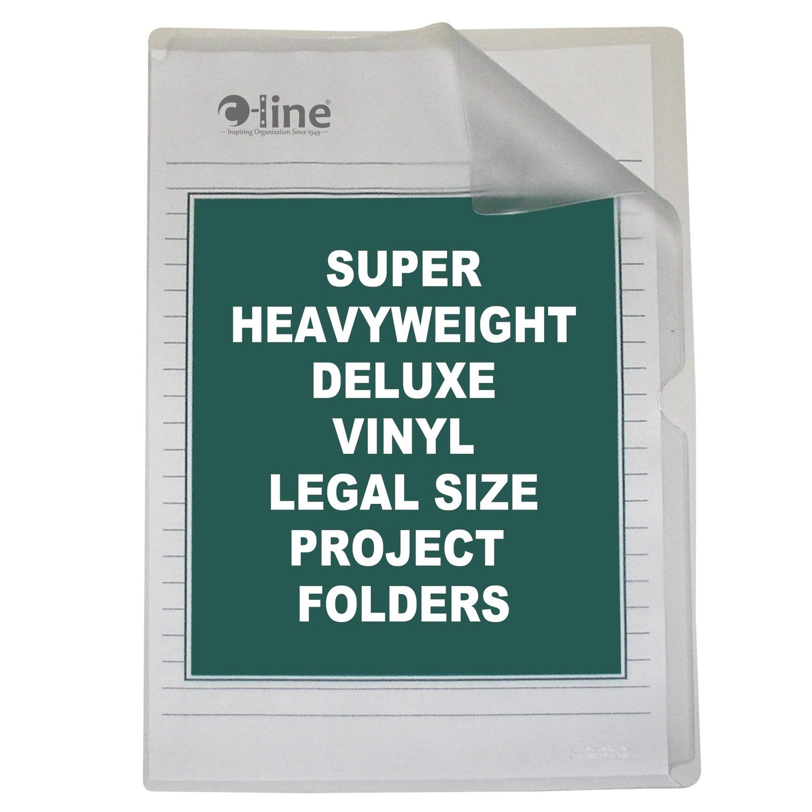 C-Line Deluxe Super Heavyweight Non-Glare Vinyl Project Folder in legal size, clear with reinforced edges and secure seam.