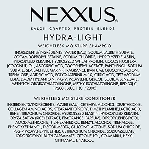 Nexxus Hydra-Light shampoo and conditioner for oily hair, 2-pack, lightweight hair care system with sleek bottles.