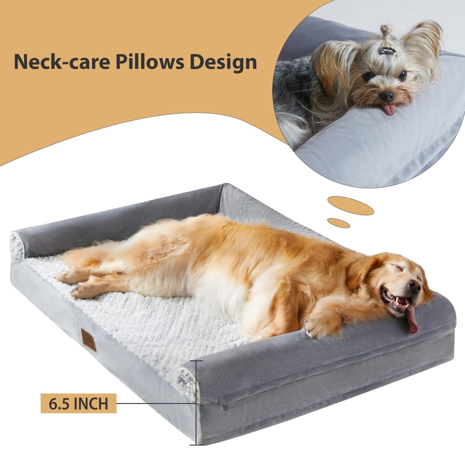 WNPETHOME orthopedic dog bed for large dogs, XL washable pet bed with water-resistant features, soft and supportive for comfort