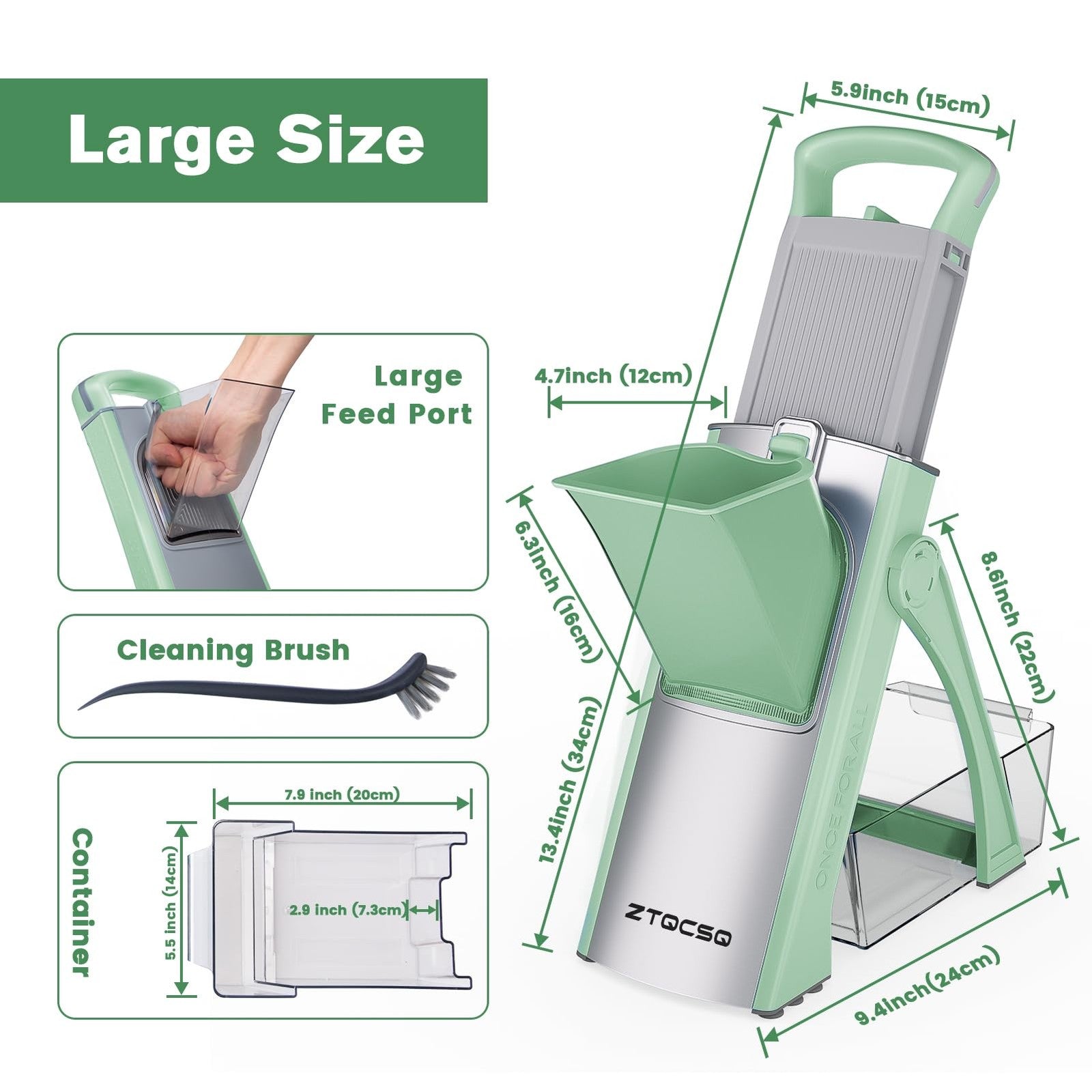 ZTQCSQ all-in-1 upgraded mandoline slicer with adjustable blades and safety features for kitchen food prep.