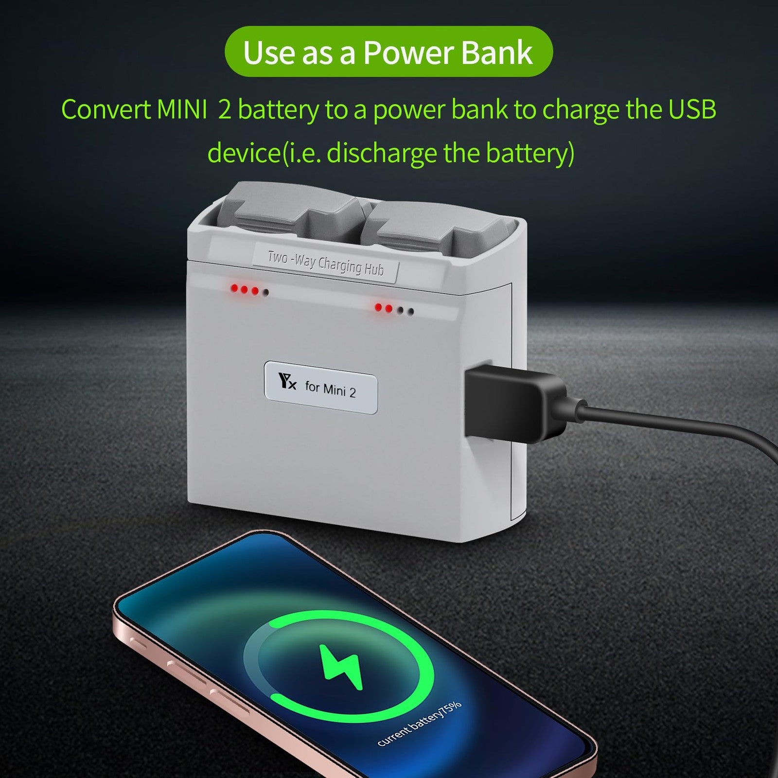 LYONGTECH multifunction parallel battery charger for DJI Mini 4K, 2, and 2 SE drone batteries, showing multiple batteries connected.