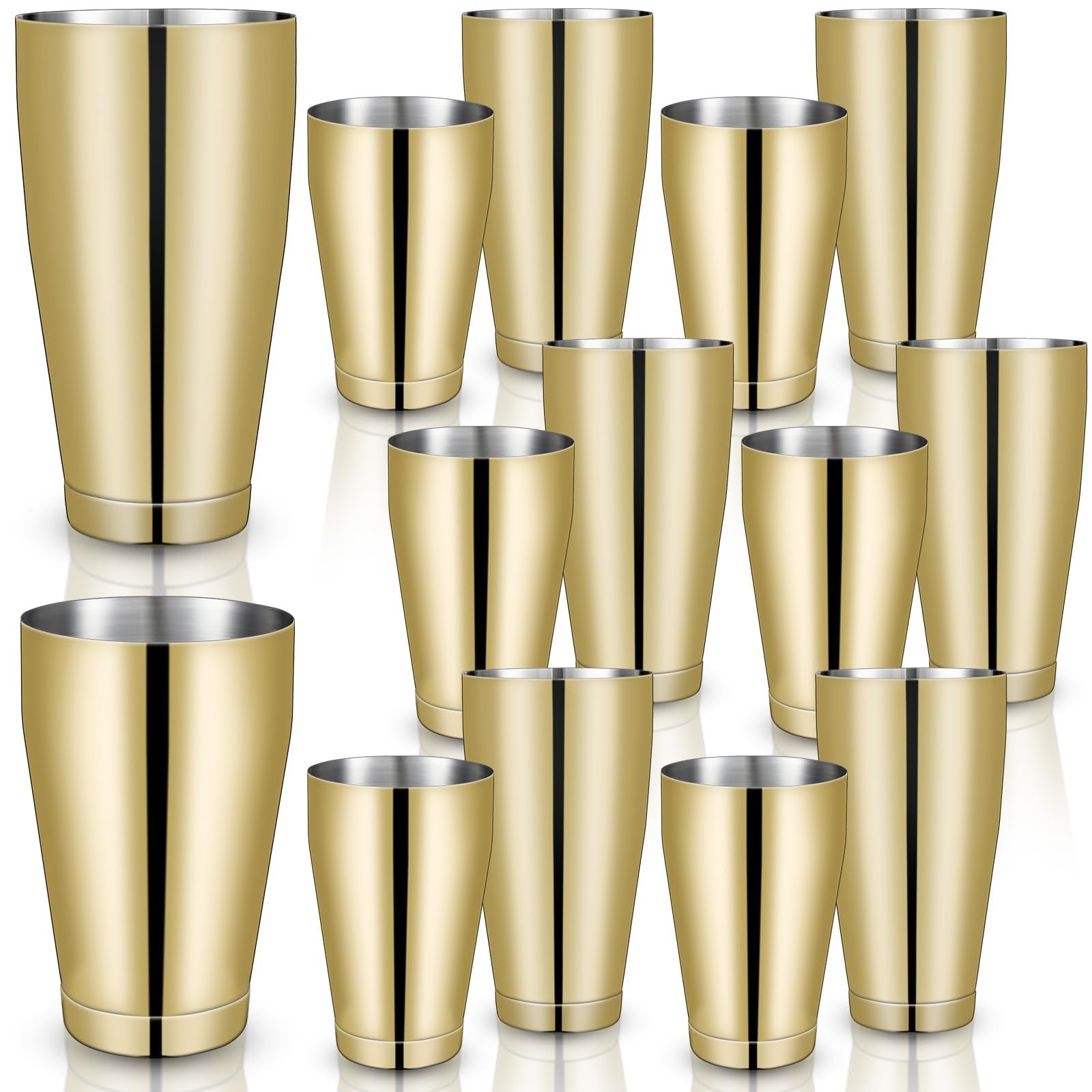Sabary 12-piece professional cocktail shaker set with stainless steel Boston shakers and bar tools for mixing drinks.