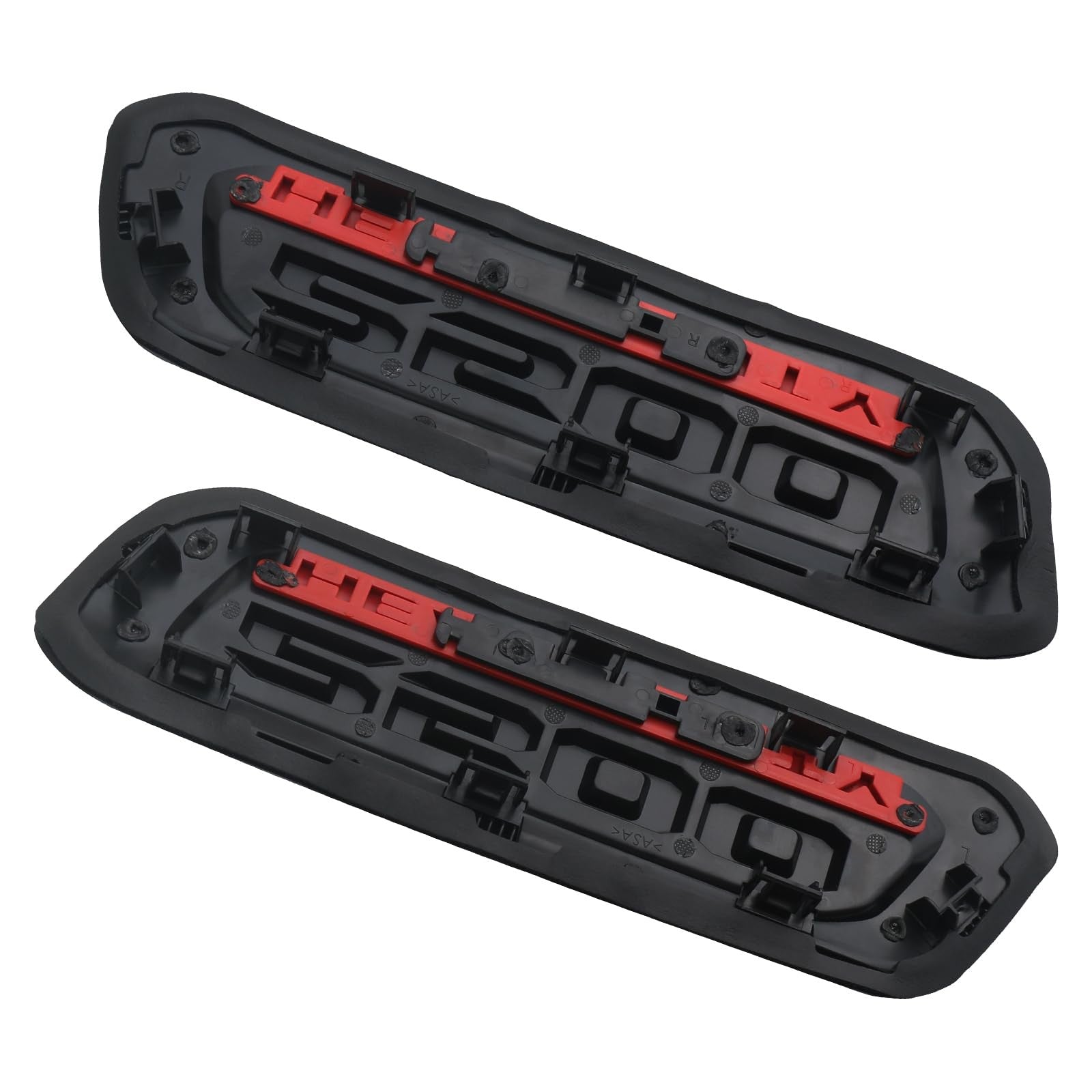 Pair of TQPONLY RAM 2500 heavy duty truck hood emblems with side nameplate badges for 2019-2024, showing polished chrome finish