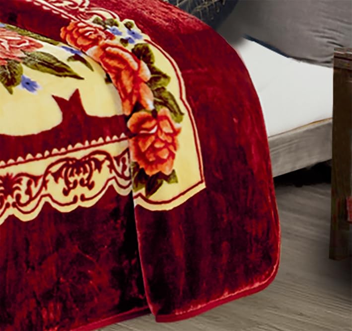 Chezmoi Collection heavy single ply 9 lbs Korean style faux mink blanket, shown with reversible soft plush fabric.