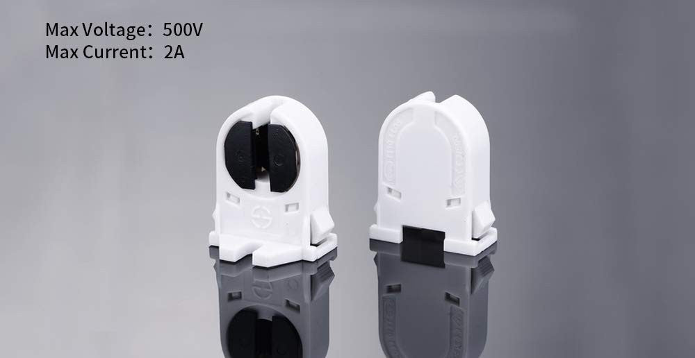 GXILEE T5 LED fluorescent lamp socket with G5 base, non-shunted turn type, showing the socket's G5 connector and wiring details.