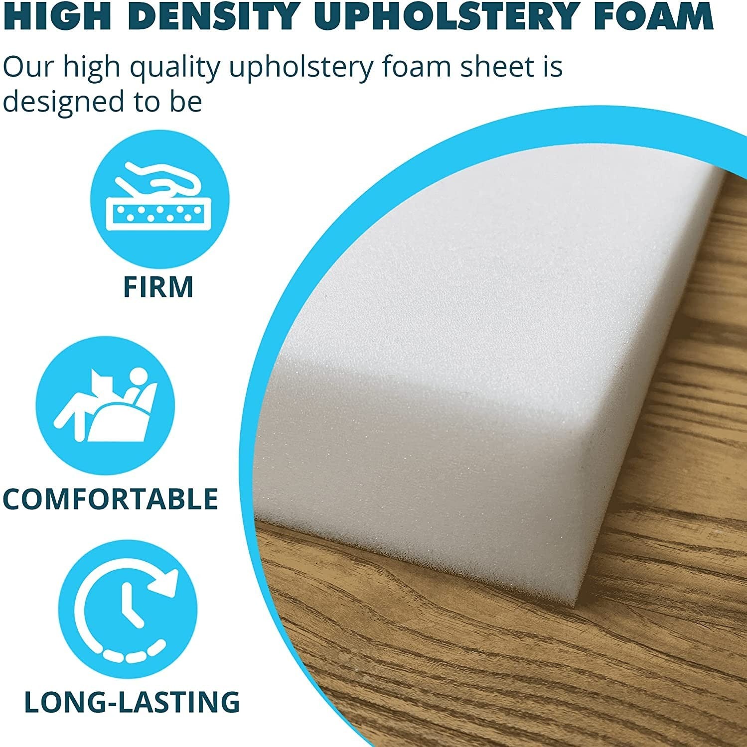 High-density outdoor couch cushion replacement, 24x24 inch foam pad, unbranded, suitable for outdoor furniture seating.