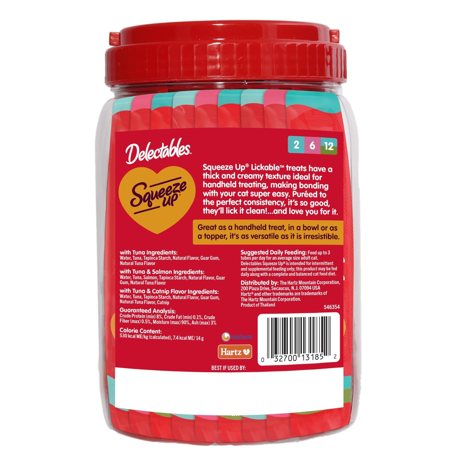 Delectables Squeeze Up Tuna Variety Pack, creamy squeezable lickable wet cat food in 10 tubes, shown in the image.