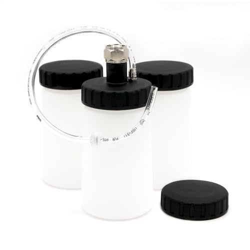 Fuji Spray 9080 Mini-Cup Set, 3-piece, small spray gun components with metal tips and plastic cups for airbrush painting.