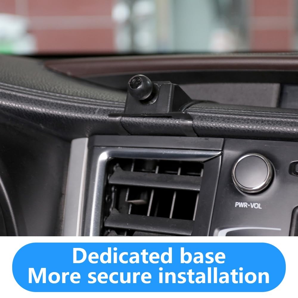 LUNQIN car phone holder attached to dashboard of Toyota Highlander 2014-2019, securing smartphone for hands-free use.
