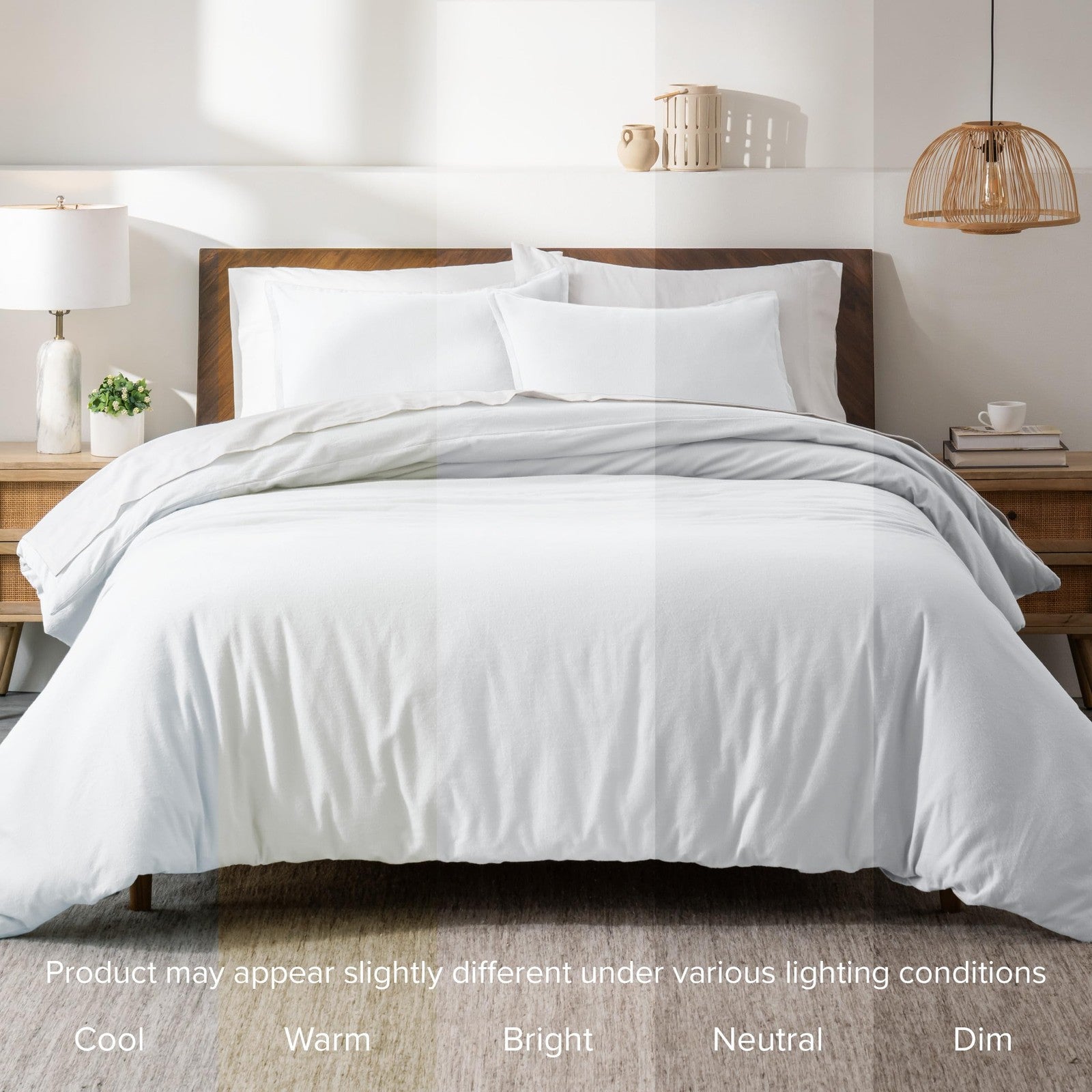Bare Home king flannel duvet cover set in soft, heavyweight 100% cotton with a velvety texture, shown on a neatly made bed.