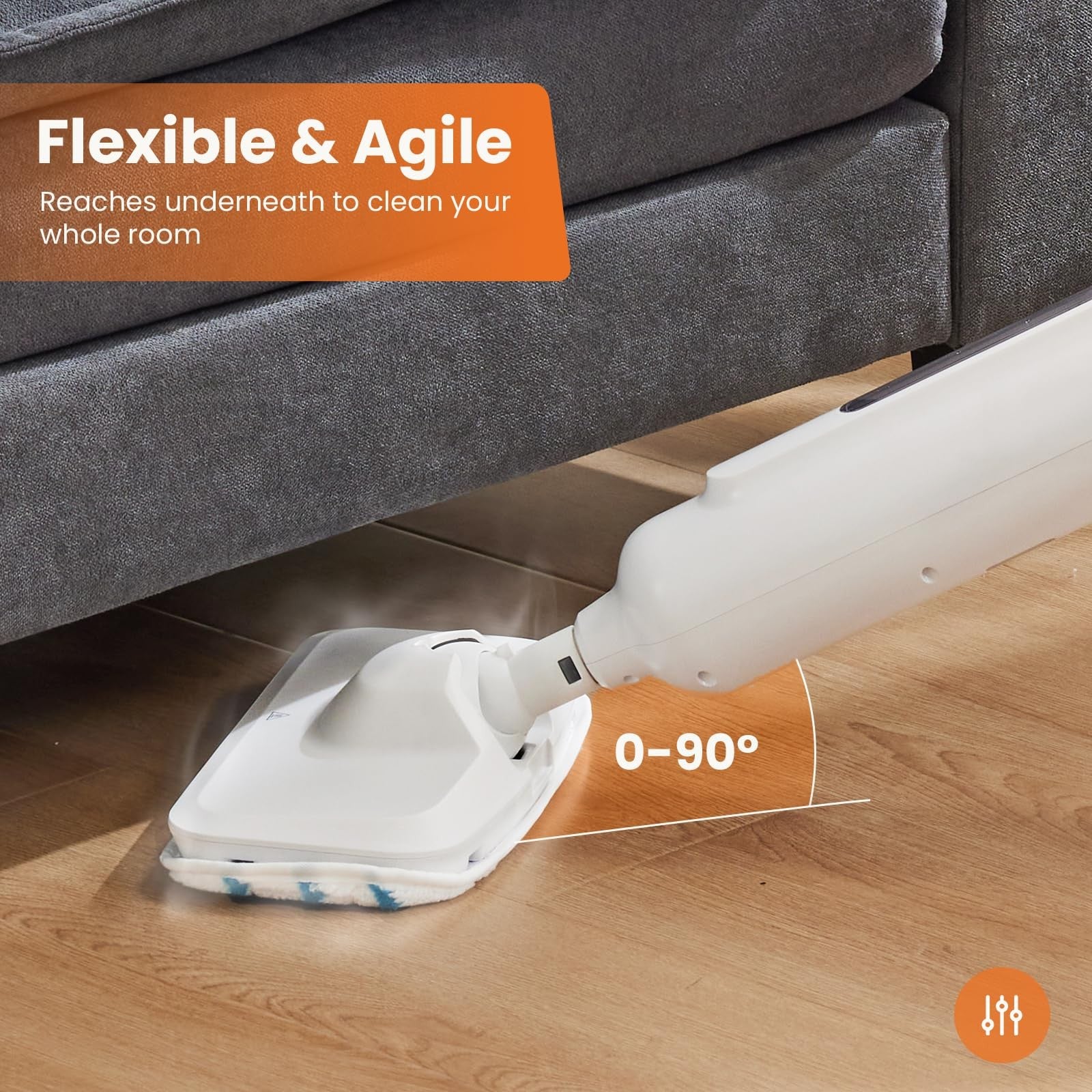 Sweetcrispy steam mop for floor cleaning, lightweight steamer cleaner with a sleek design and steam nozzle visible.