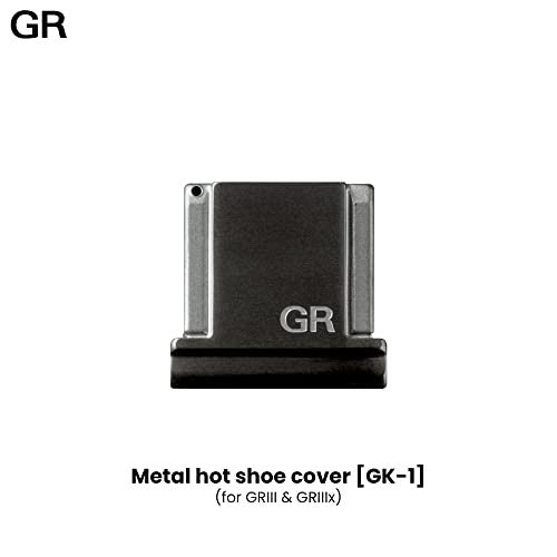 Ricoh GK-1 metal hot shoe cover for Ricoh GR III camera, close-up of black metal hot shoe protector on camera top