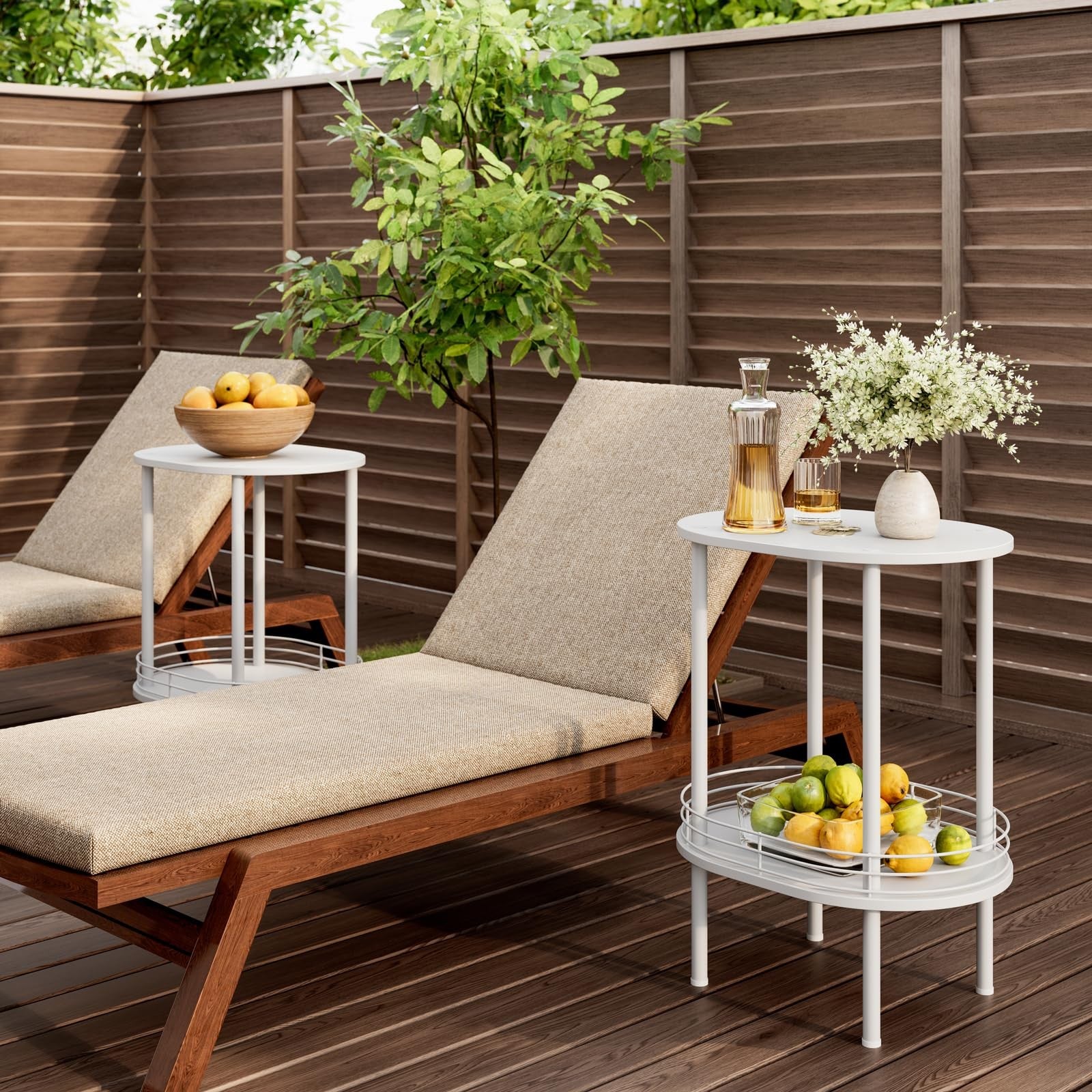 Small modern oval side table with storage, 2-tier design by DGSANDGO, sturdy living room accent table with sleek style
