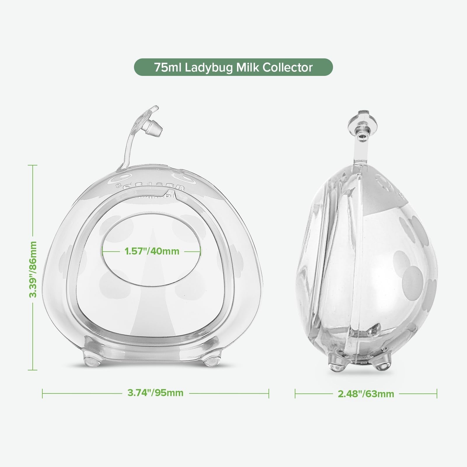 Haakaa Ladybug Breast Milk Collector wearable nursing cups with soft silicone shells for moms to collect breast milk discreetly.