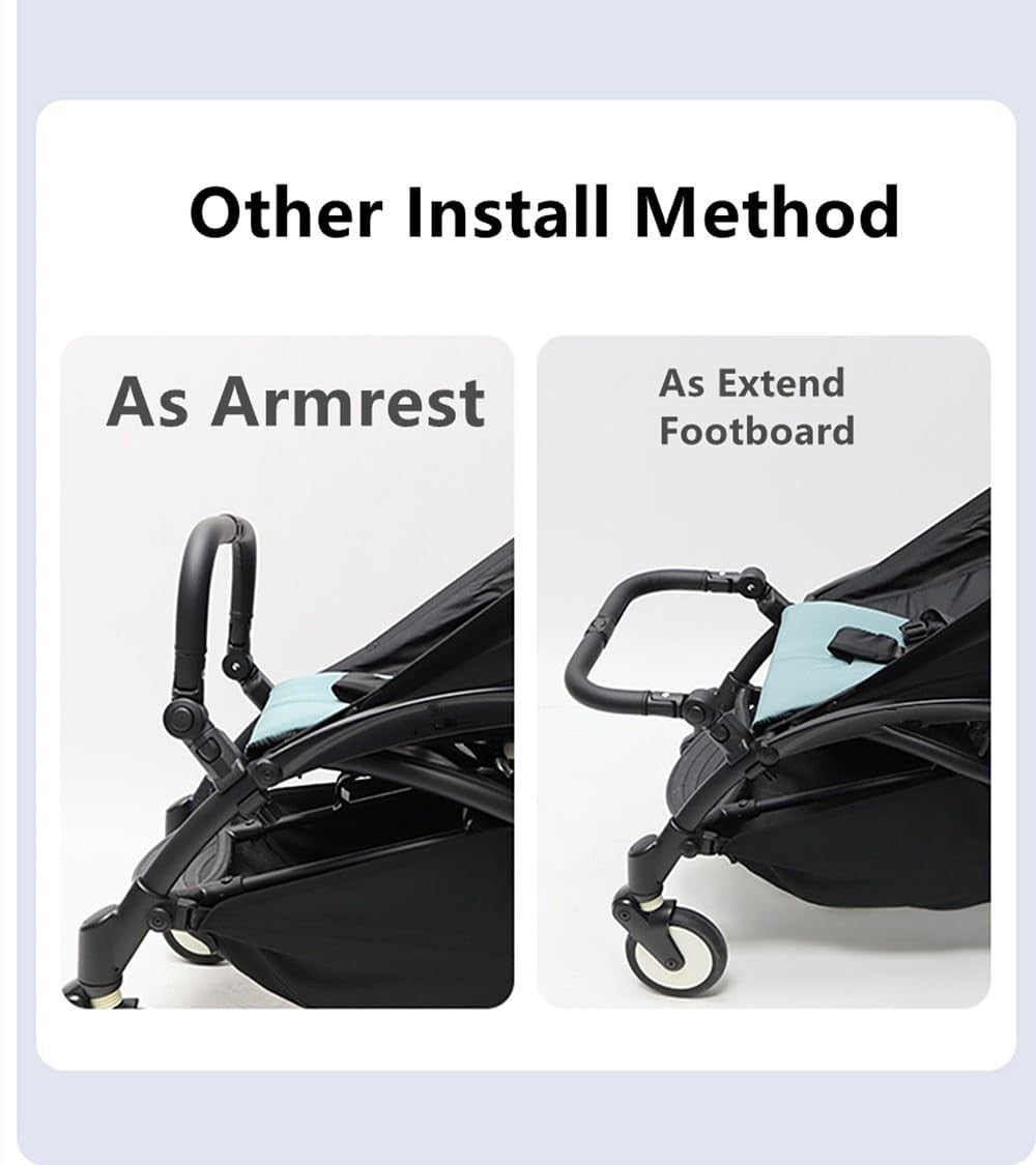 MINILUJIA adjustable stroller bumper bar with leather cover and detachable crossbar, designed for added safety and style.