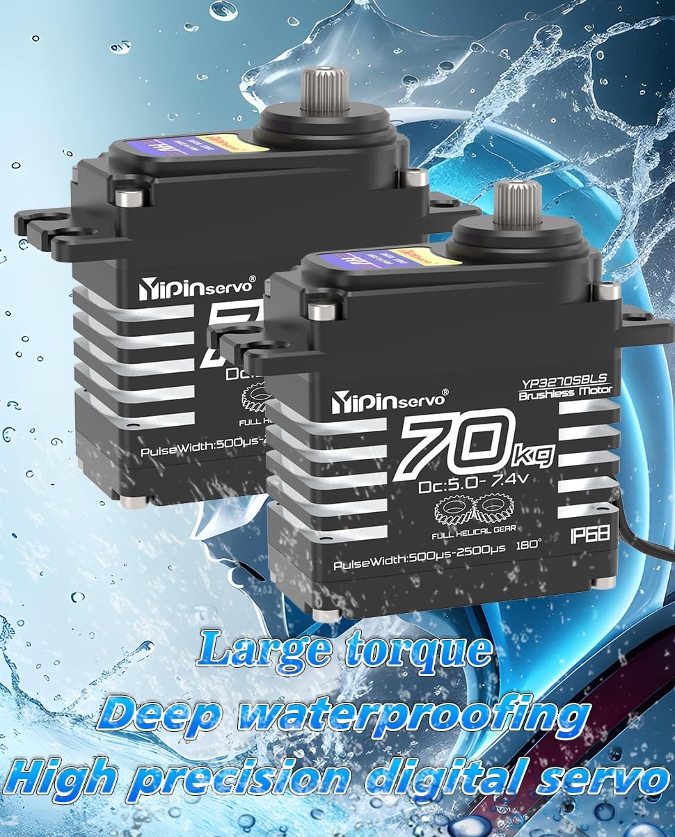 RCmall Rcmakl 70kg high torque GX3270BLS digital RC servo with metal gears, 180/270/360 degree rotation, in action.
