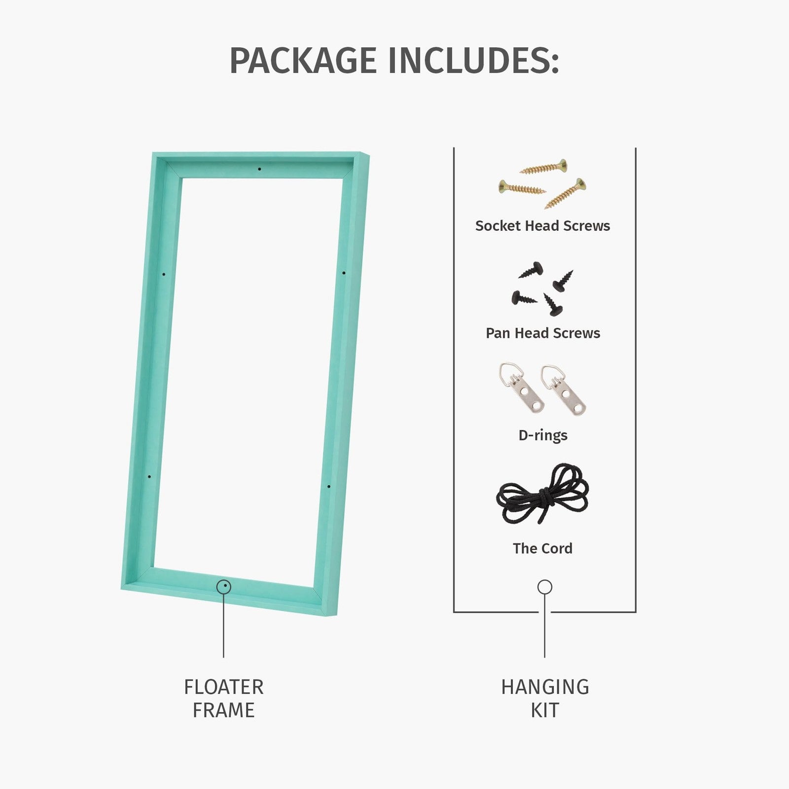 Pixy Canvas 10x10 inch floater frame for 1.5-inch deep canvas paintings, featuring a wooden frame around a painted canvas.