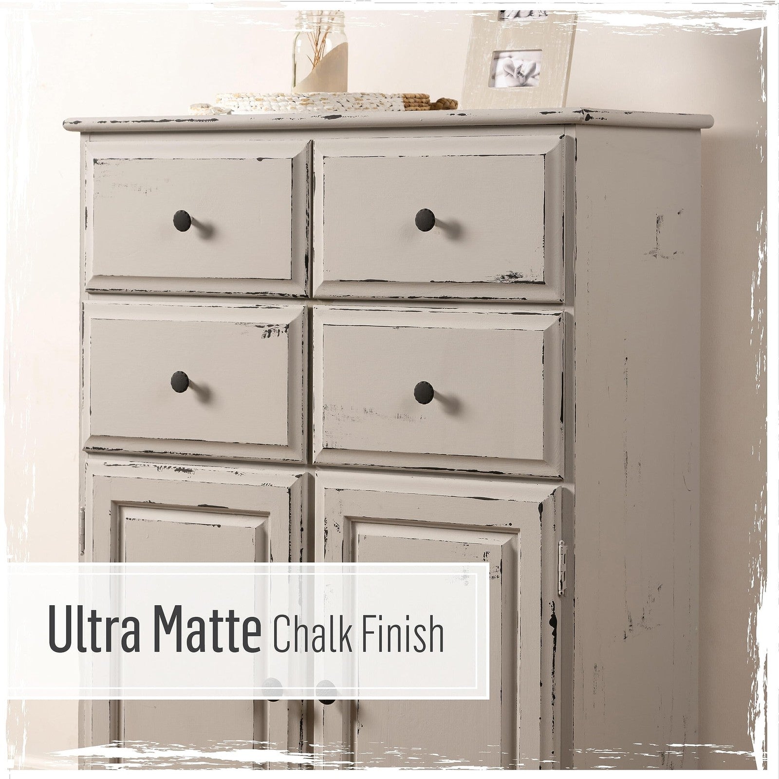 FolkArt Home Décor Chalk paint kit with 8 fl oz white and tan ultra matte acrylic paints, includes two bottles.