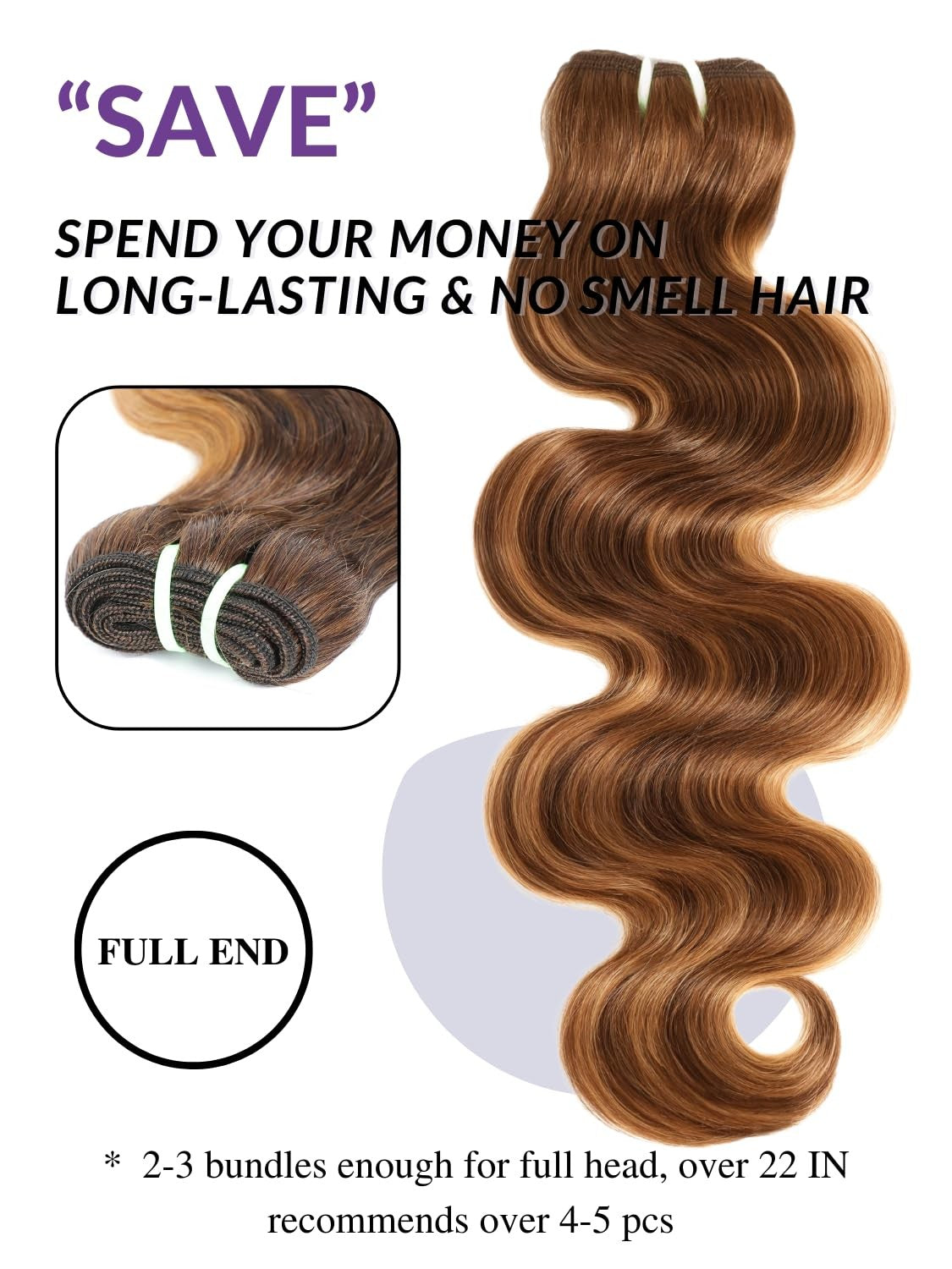 HERMOUS 13A double drawn honey blonde highlight human hair bundles with thick body wave texture, raw and natural appearance.