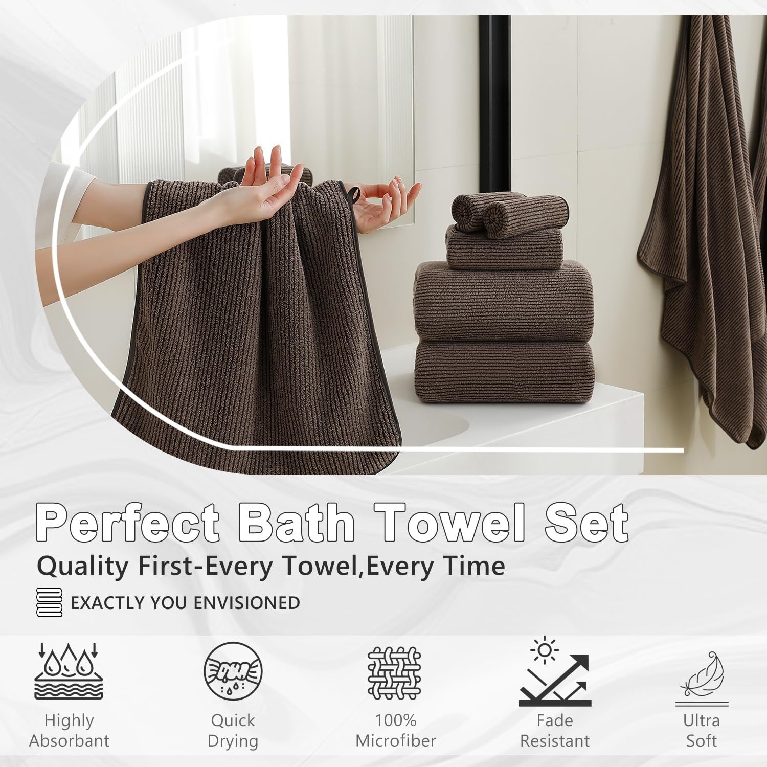 Set of four oversize Jessy Home bath towels, 35x70 inches, ultra-soft, plush, perfect for bathroom use