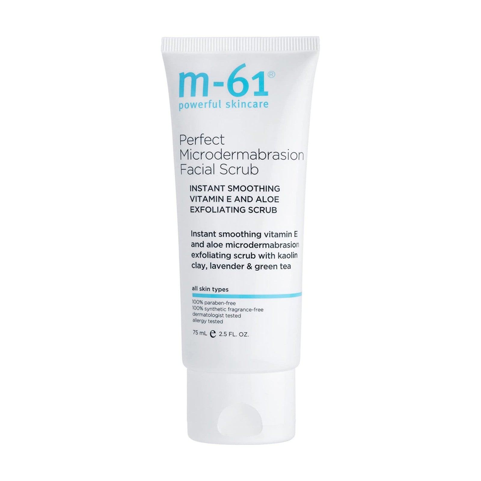 m-61 Perfect Microdermabrasion Facial Scrub with exfoliating particles and smooth, refreshed skin texture.