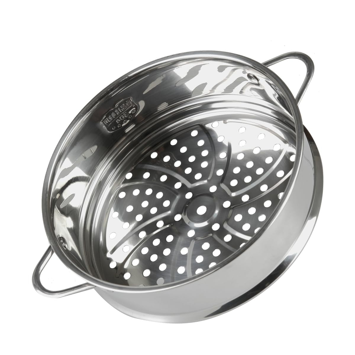 BinaryABC stainless steel dumpling steamer basket for pots, 26cm steaming insert with multiple tiers for cooking dumplings and vegetables.