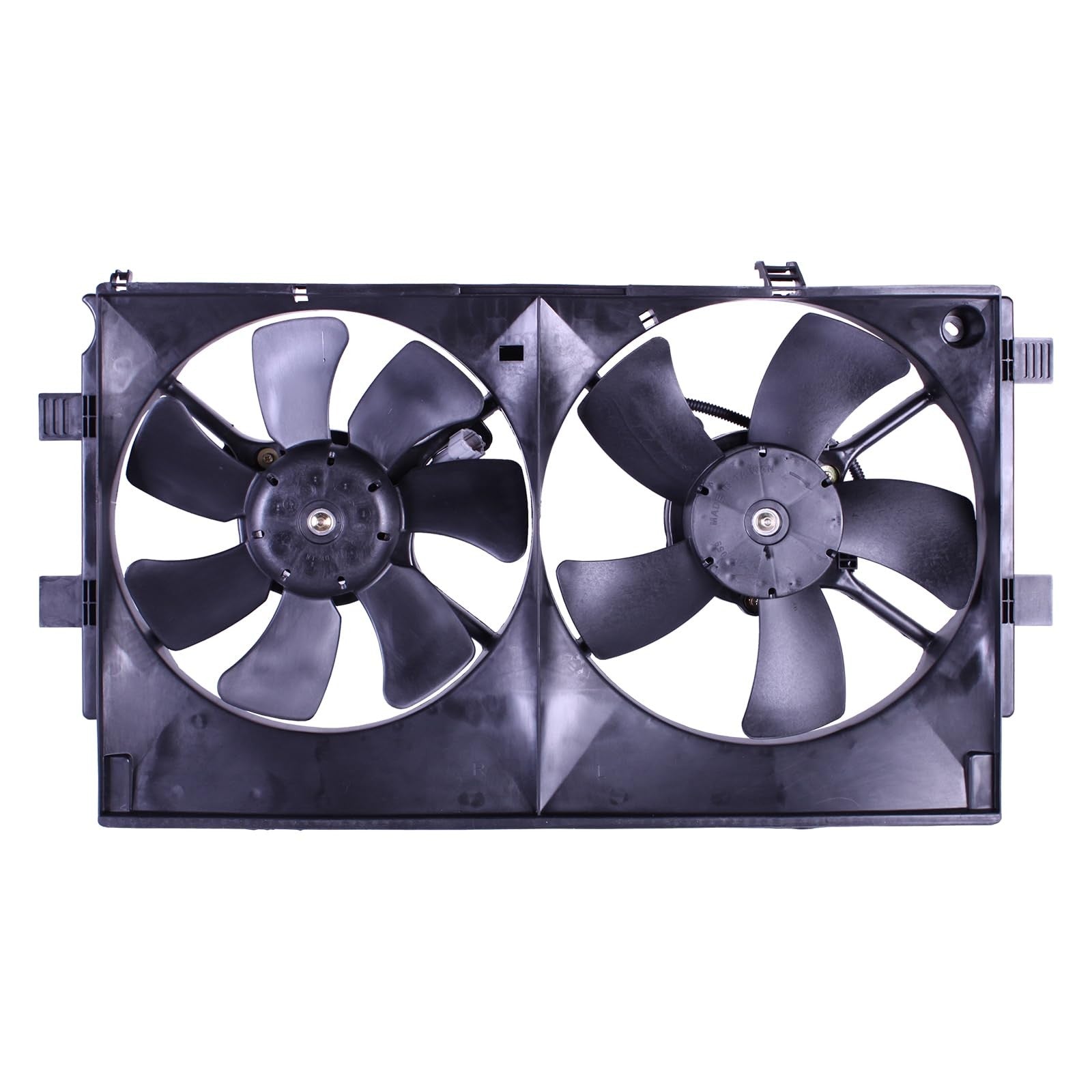 OTN TONG YANG radiator cooling fan assembly for 2008-2017 Mitsubishi Lancer EVO Sportback, metal blades and mounting frame visible