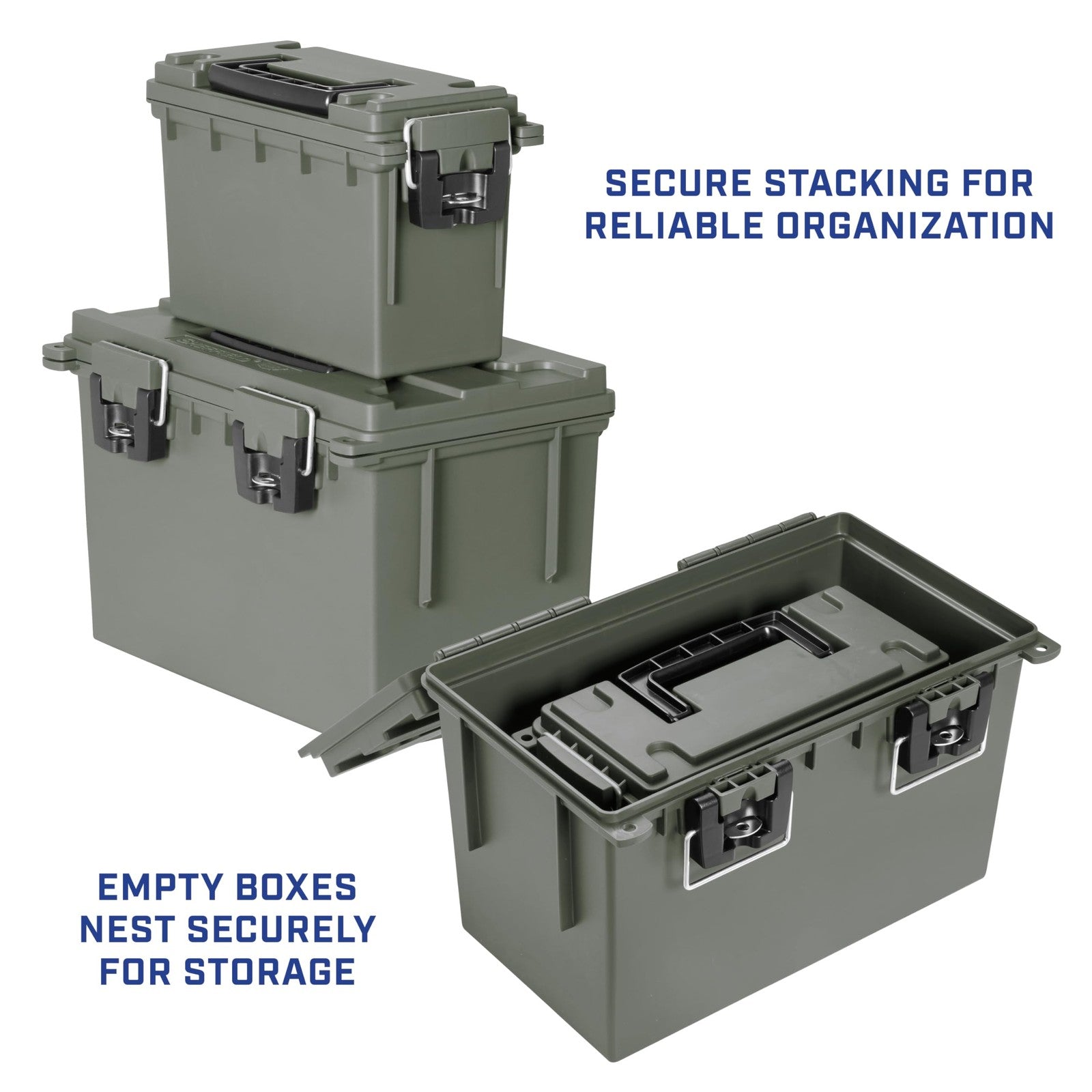 Sheffield 12713 stackable storage bins with lids, 2-pack, made in the USA, clear plastic containers for organization.