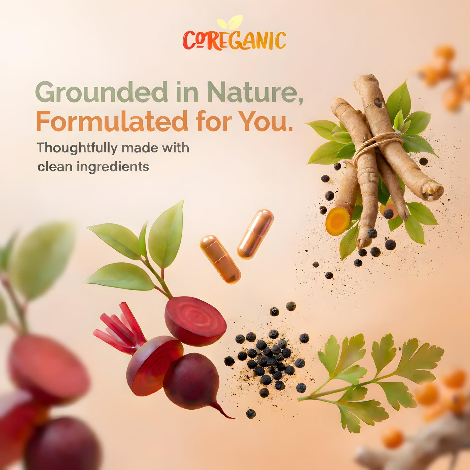 Organic Coreganic Clean NAD Support supplement with 400mg Nicotinamide Riboside and Resveratrol capsules.