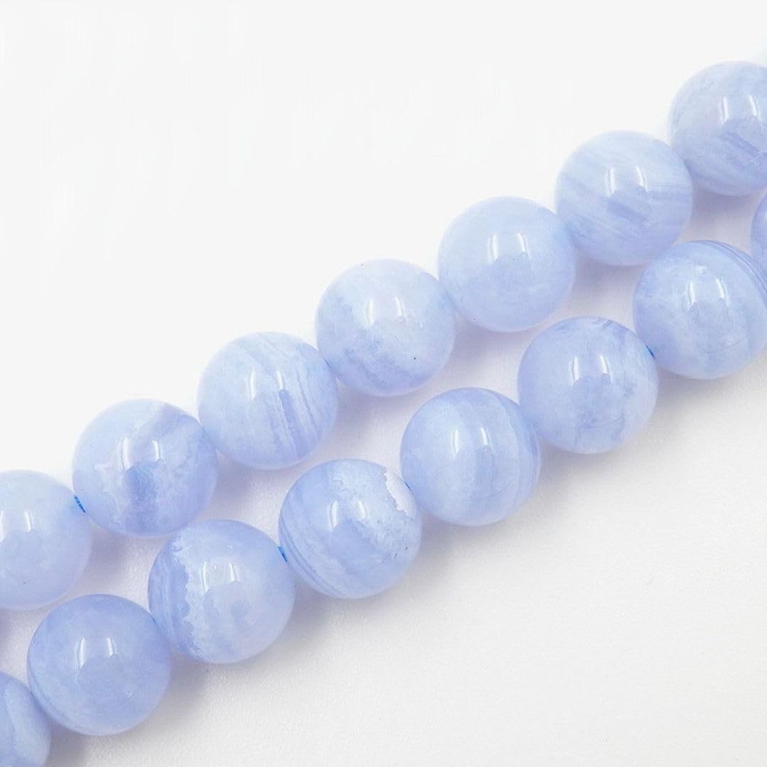 Two strands of small 4mm round blue lace agate healing gemstones, natural blue gemstone beads for jewelry making.