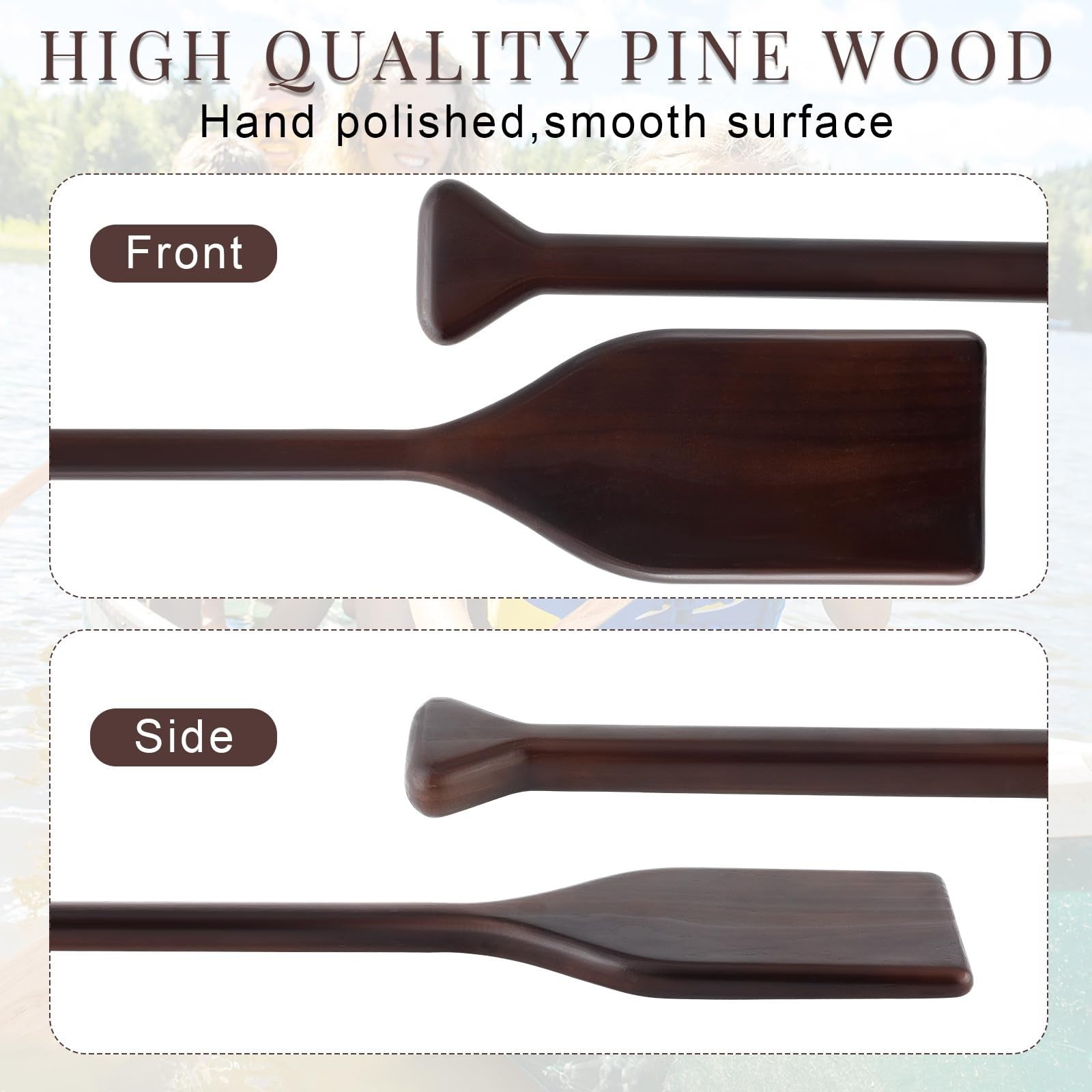 Silipull 2-piece wooden canoe paddle, 2.5-4 ft, solid pine, with ergonomic handle and blade for sturdy canoeing.