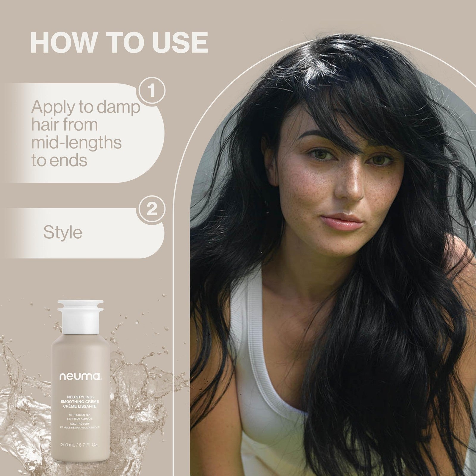 Neuma Neu Styling Smoothing Crème 6.7oz anti-frizz hair cream and styling lotion on a shelf