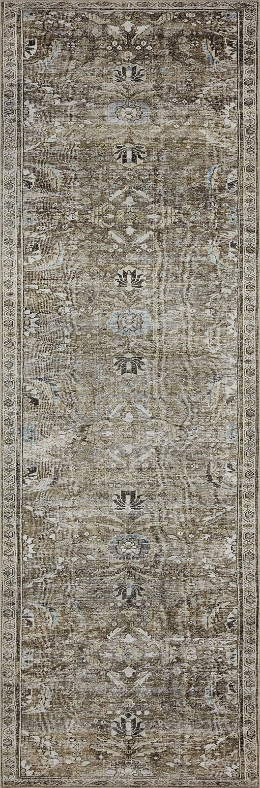 Loloi Layla Collection antique moss runner rug with 2-6 x 7-6 size, soft 0.13-inch thick textured design.