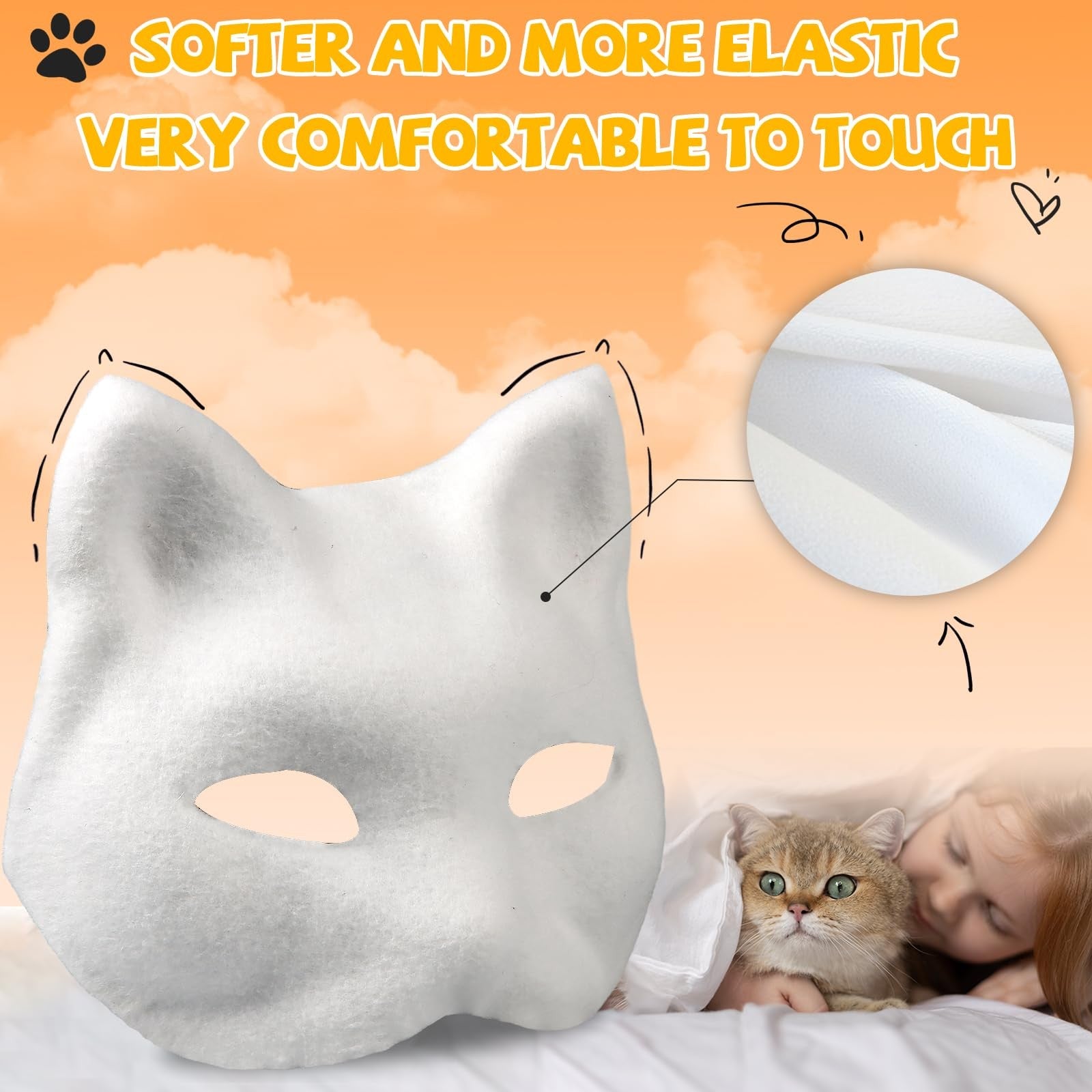 Giftota DIY Therian Mask kit with 8 blank cat masks for boys and girls, including colorful decorating supplies.