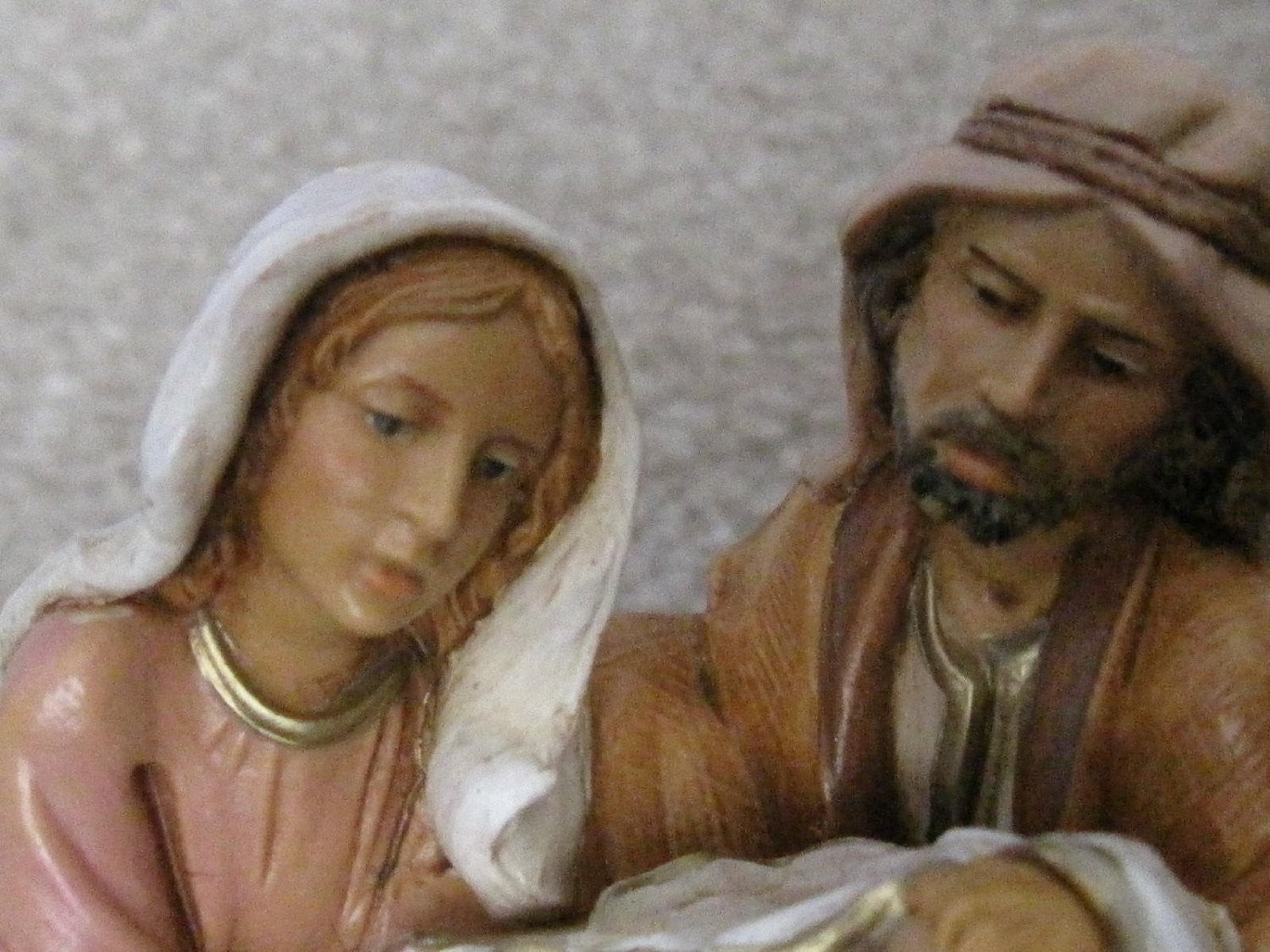 Fontanini Holy Family Nativity figurines including Mary, Joseph, and baby Jesus in a 5-inch set from the Birth of Christ collection.