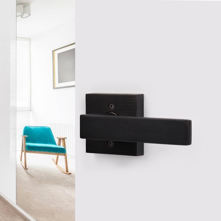 Probrico oil rubbed bronze single side dummy door lever with exposed screws, showing detailed handle and finish.