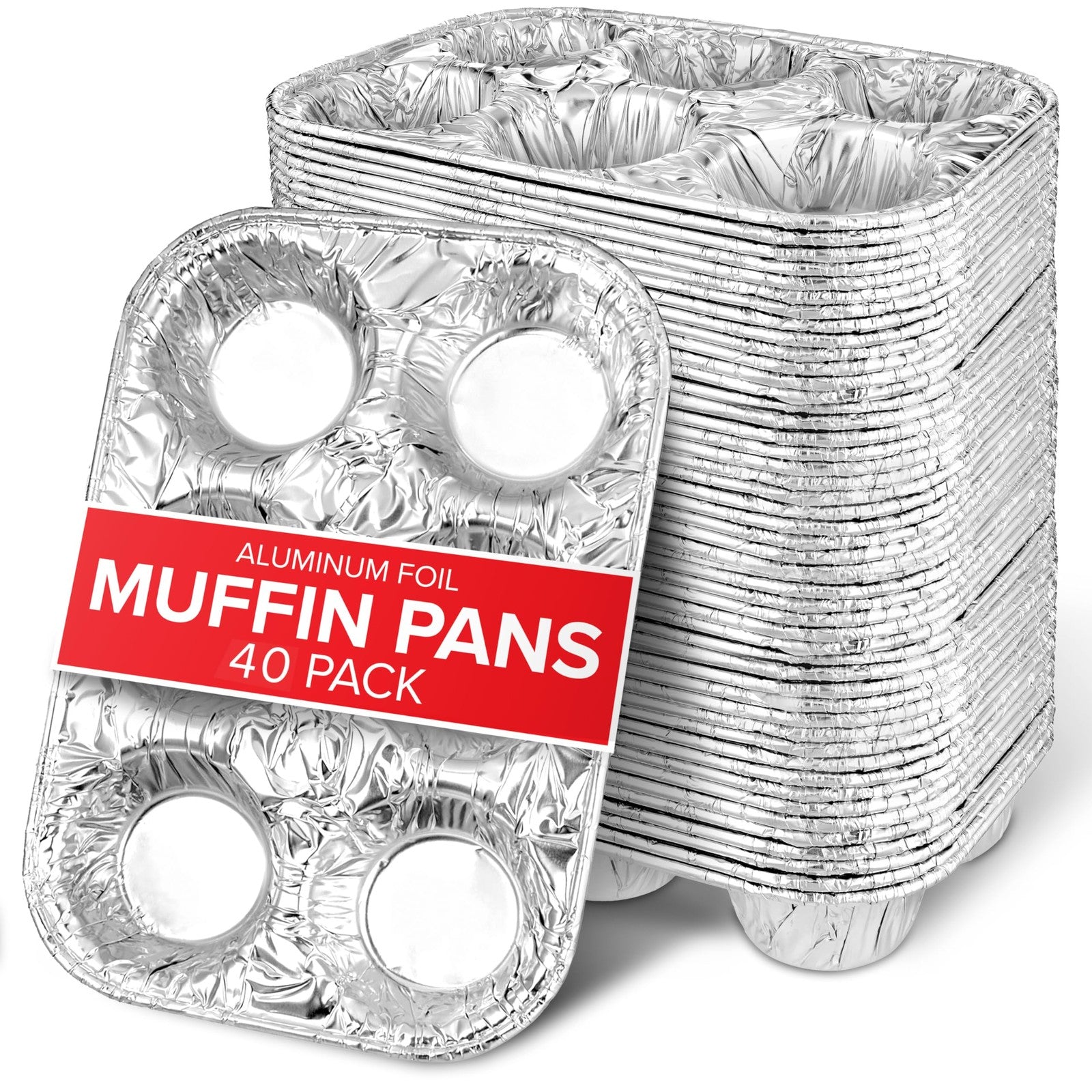 Set of 40 disposable foil muffin tins with six cups each, ideal for baking and baking prep by Stock Your Home.