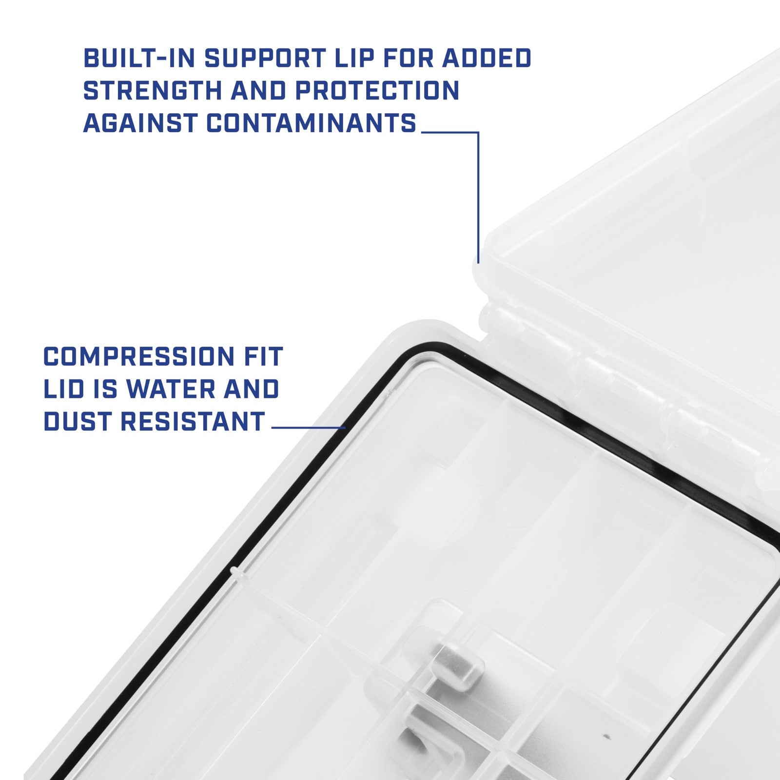 Sheffield 12722 storage bins with lids, 2-pack stackable plastic storage containers for organizing items.