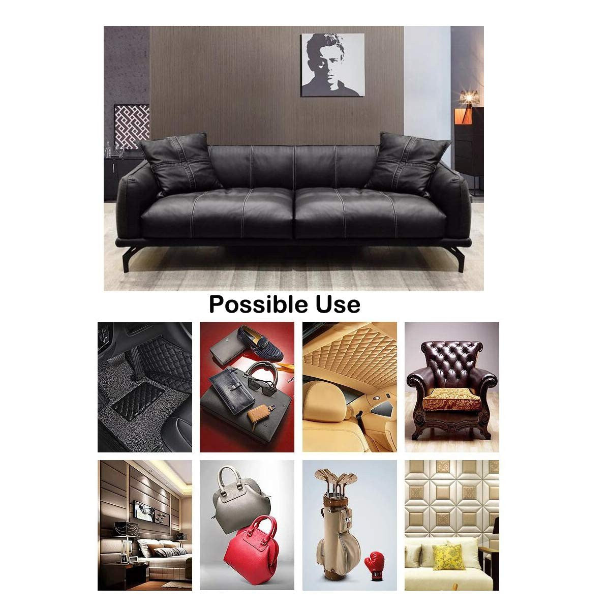 Wento Thick Faux Leather Fabric in soft skin grain, 2-yard length, showcasing smooth, durable PU leather material for upholstery or crafting.