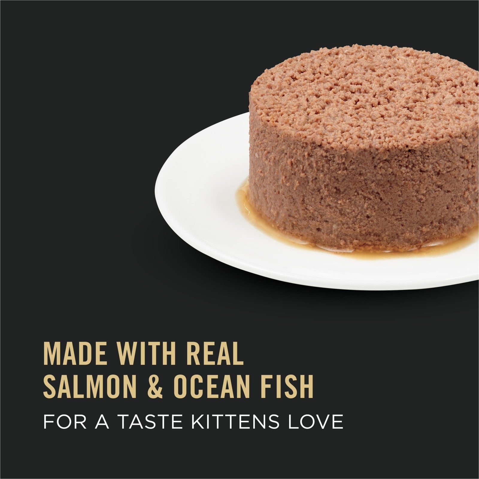 Cans of Purina Pro Plan wet kitten food with salmon and ocean fish pate, 24-pack, 3oz each, showing the product label.