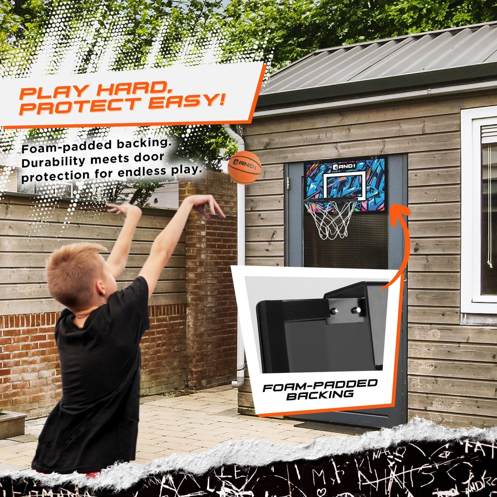 Unbranded mini basketball hoop over the door with flexible rim, pre-assembled, portable, and measuring 18x12 inches.