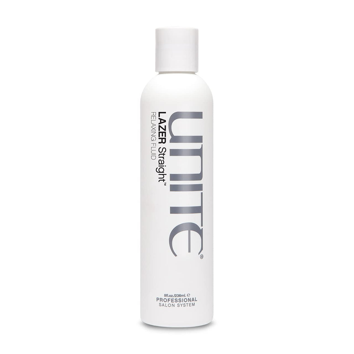 UNITE Hair LAZER Straight Relaxing Fluid anti-frizz smoothing cream applied to hair for sleek, straight style.